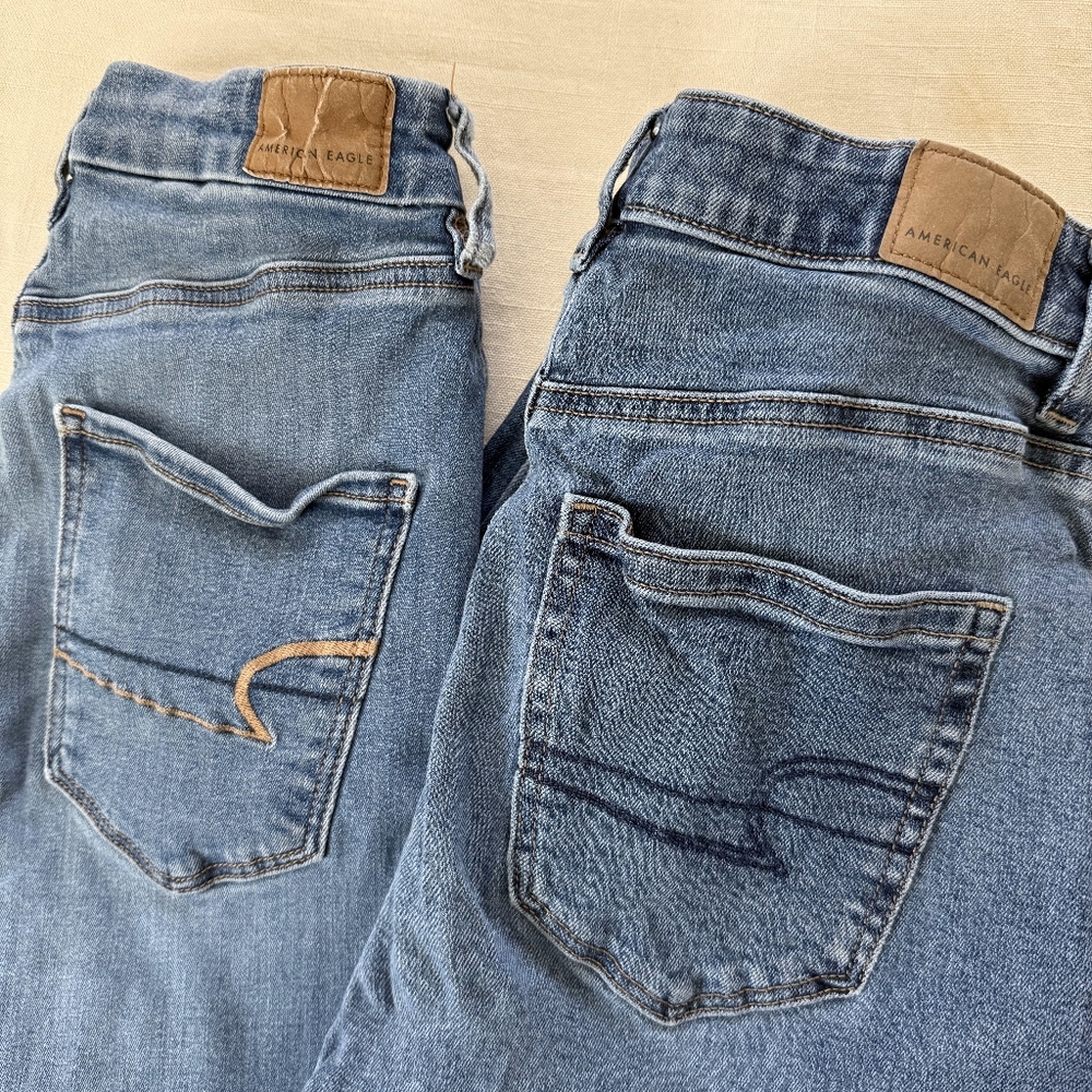 American Eagle Bundle Womens 4 High Rise Blue Denim Jeans - Picture 3 of 14